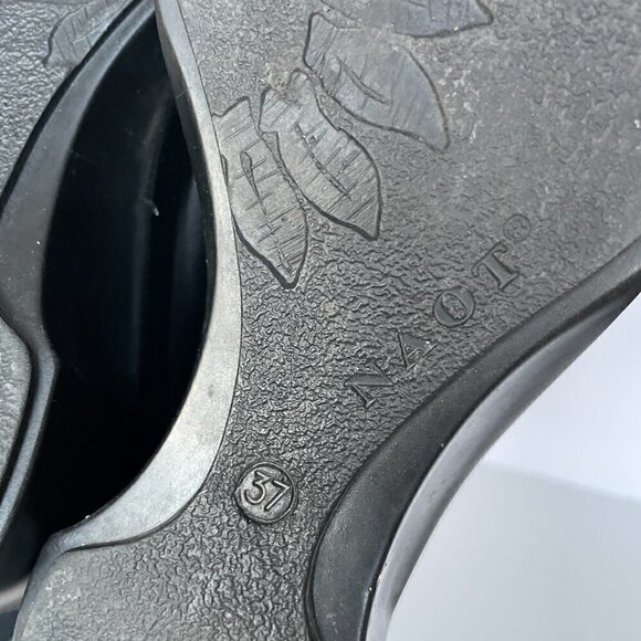 NAOT Two-Strap Leather Slip on Heeled Sandals Black 6 - Picture 8 of 9